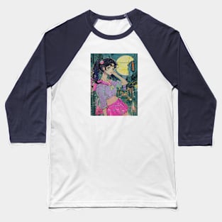 Retro Anime Vintage Art City Baseball T-Shirt